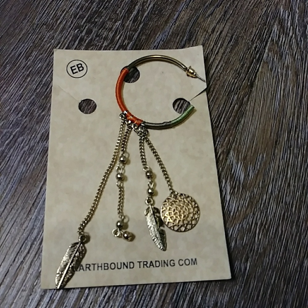 EARTHBOUND TRADING CO tribal dangling charm hoops